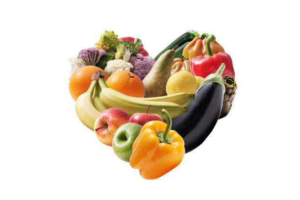 istock Fruits and vegetables arranged in a heart shape 1452908489