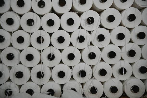 istock Production of polypropylene yarn for making bags. 1452910056