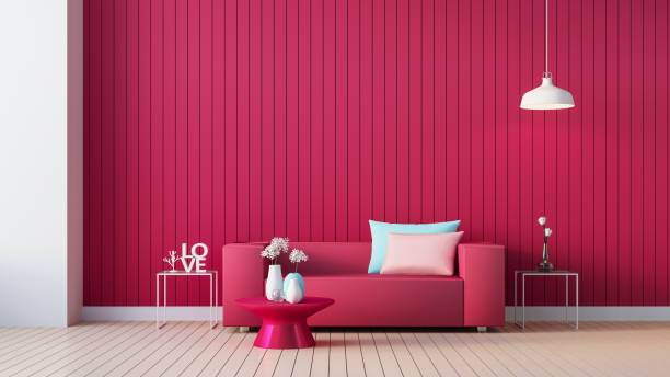 Viva Magenta room interior color of the year 2023 Viva Magenta room interior color of the year 2023 magenta stock pictures, royalty-free photos & images