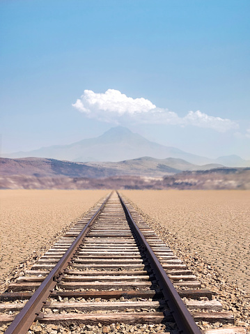 Endless railroad on a desert