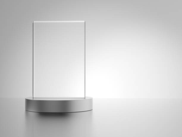 istock Glass award with metal base isolated on gray background. 1452920114