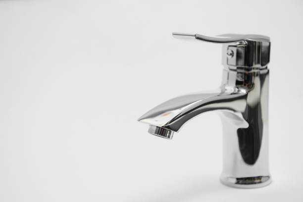 istock Double handle water tap. New chrome or steel mixer tap 1452922258
