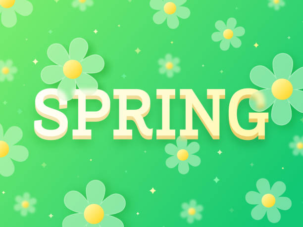 Spring Flowers Modern Background Spring flowers modern green growth transparent background. first day of spring stock illustrations