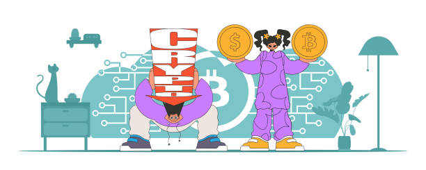istock Digital money management concept. a group of people interact with bitcoin. 1452928408