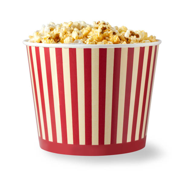 istock Paper striped bucket with popcorn 1452930540