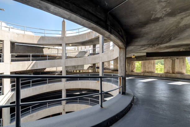 istock A spiral ramp in a concrete parking garage. 1452930729