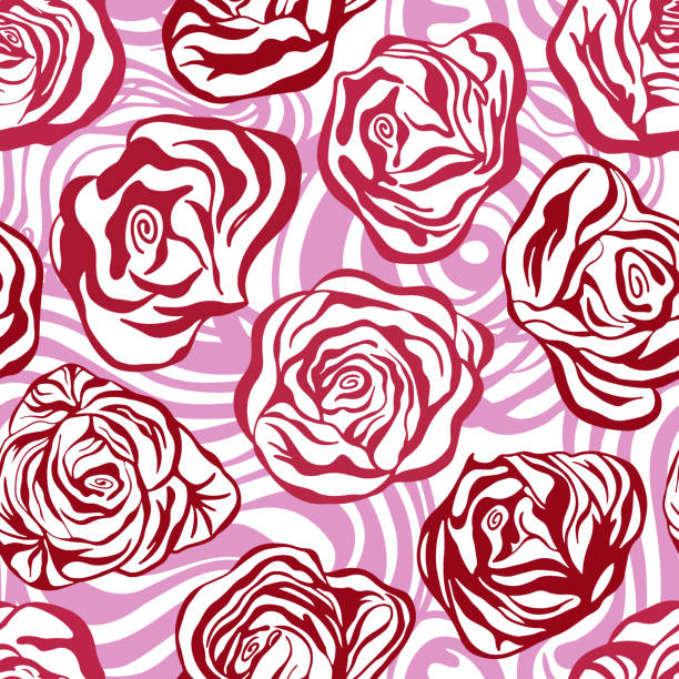 узор абстрактные цветы розы в тренде viva пурпурный - viva magenta stock illustrations