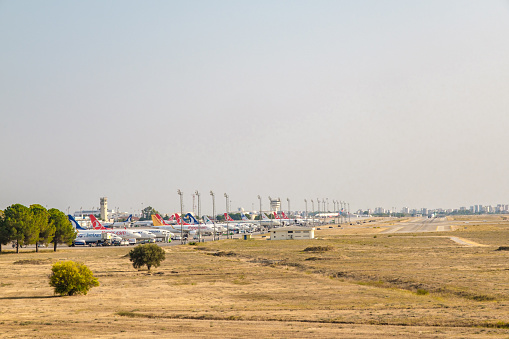 Antalya, Turkey - 23 August 2021: Apron of Antalya Airport