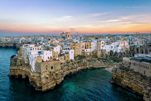 Polignano a Mare - Aerial View at Sunset