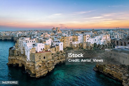 istock Polignano a Mare - Aerial View at Sunset 1452933952