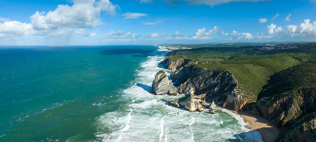 View of Atlantic Coast at Portugal, Cabo da roca. Summer day