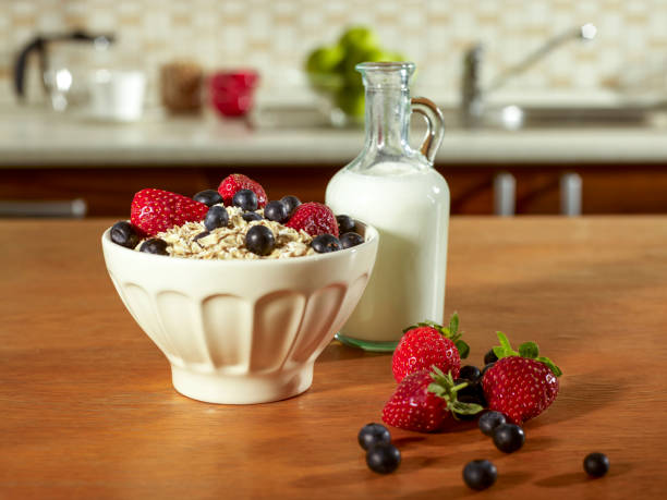 istock Milk and a bowl of muesli 1452934779