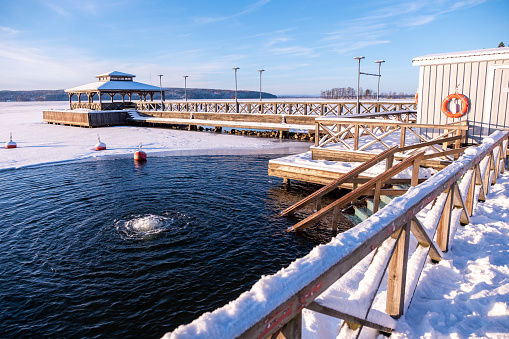 A frozen lake in the suburbs of Lund Sweden