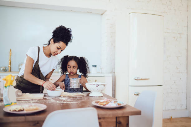 istock Mother and kid busy baking at home 1452939146