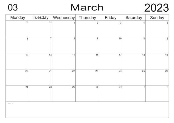 istock Planner for March 2023. Schedule for month. Monthly calendar. Organizer for 1452939716