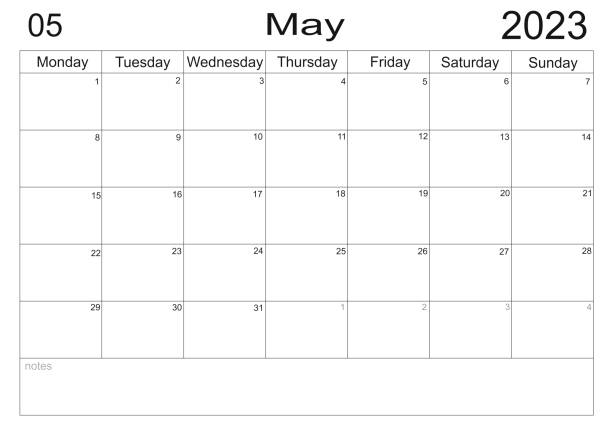 Close up May 2022 calendar sheet on black background.