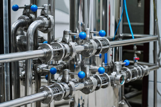 istock Steel tanks with pipes with levers 1452940547