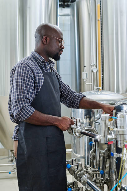 istock Engineer controlling the work of equipment in brewery factory 1452940679