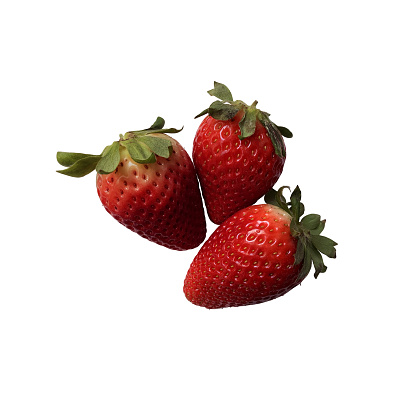 Strawberry isolated berry, sweet delicious summer fruit full of vitamins, clipping path, side view