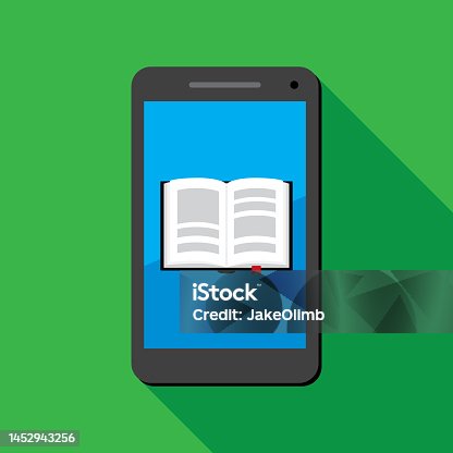 istock Book Open Smartphone Icon Flat 1452943256