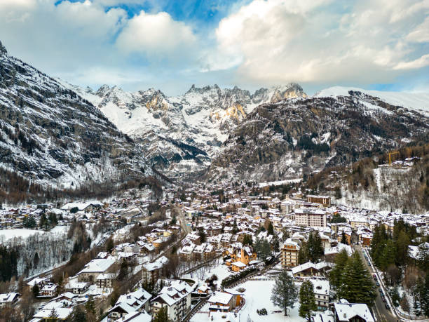 istock Courmayeur Italian mountain town from drone 1452950328