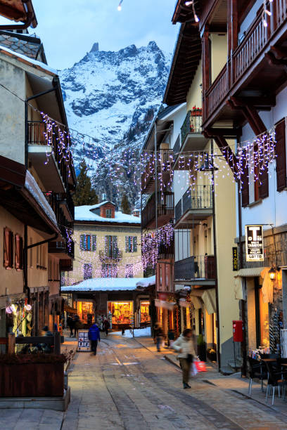 istock Courmayeur main street at Christmas time 1452950356