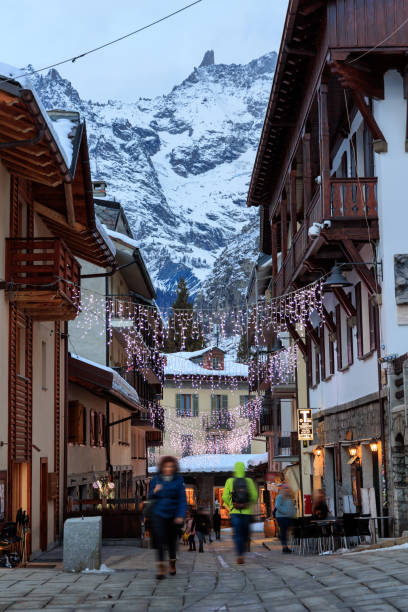 istock Courmayeur main street at Christmas time 1452950372