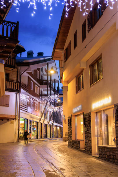 istock Courmayeur main street at Christmas time 1452950394