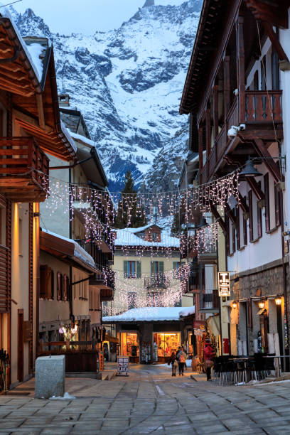 istock Courmayeur main street at Christmas time 1452950407