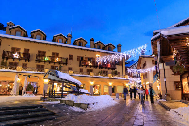 istock Courmayeur main street at Christmas time 1452950409