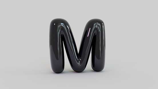 Balloon shaped black 3D illustrated letter on a light background