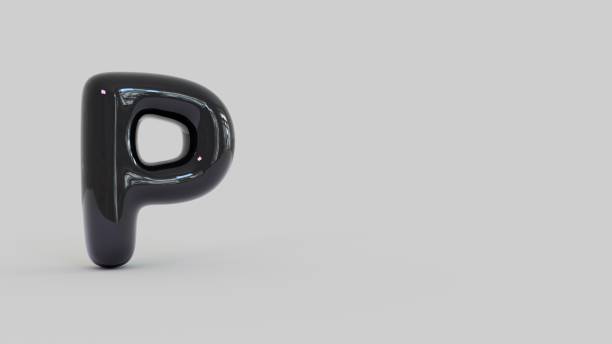 Balloon shaped black 3D illustrated letter on a light background
