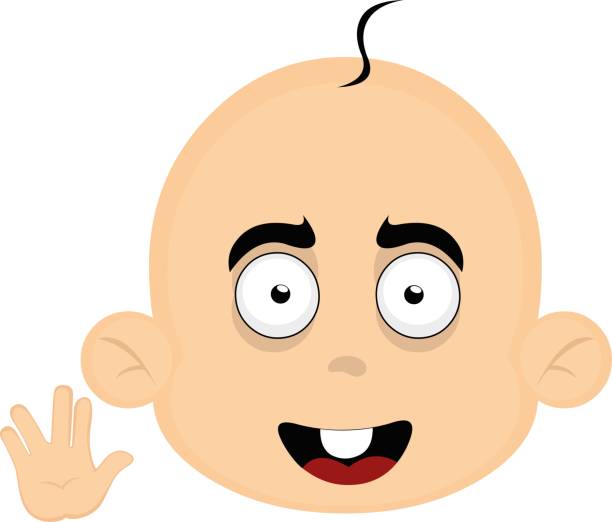 vector head baby hand vulcan salute vector illustration face of a baby cartoon making the classic gesture with the hand of greeting vulcan vulcan salute stock illustrations