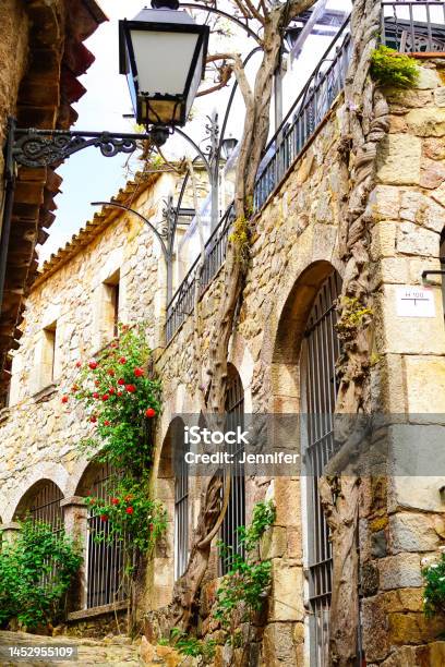 Narrow Street Of Old Town Of Tossa De Mar Costabrava Spain Stock Photo - Download Image Now