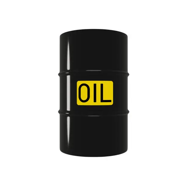 black oil drum metal barrel on white background 3d rendering