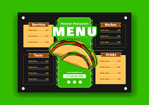 Mexican food restaurant menu template