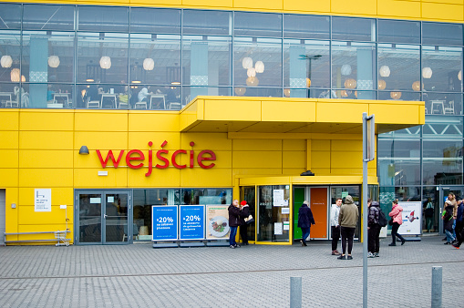 Poznan, Poland - December 2022: IKEA store entrance.