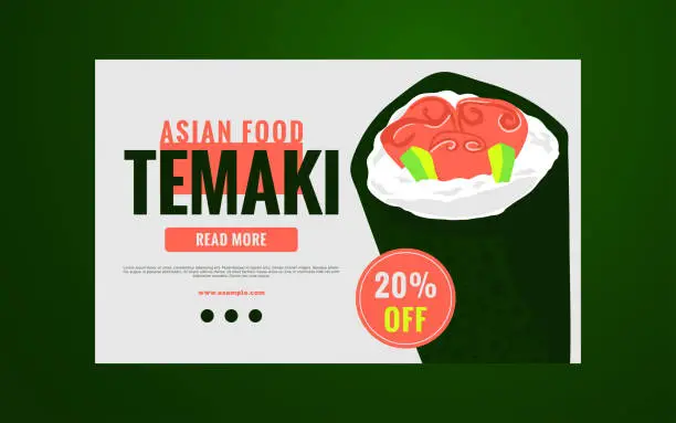 Vector illustration of Asian food restaurant sushi discount banner