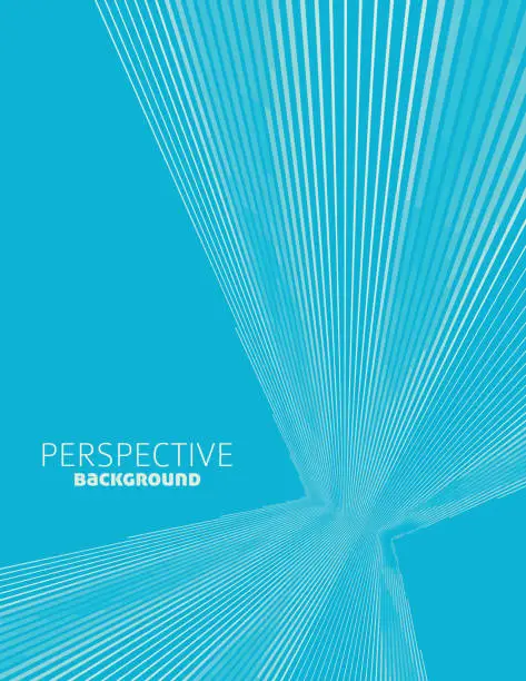 Vector illustration of Perspective cerulean background with stripes. Vector pattern