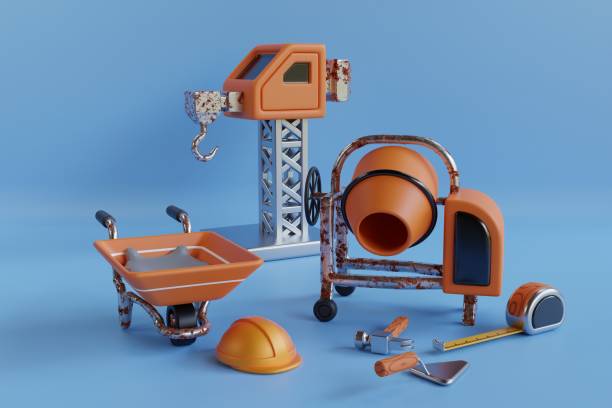 istock 3d render of construction concept. 3d illustration of building construction equipment 1452971689