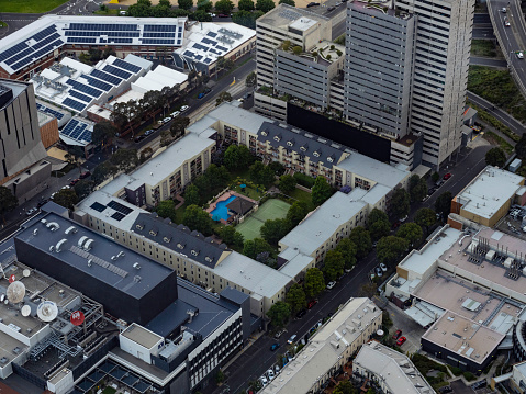 Looking down on Melbourne city