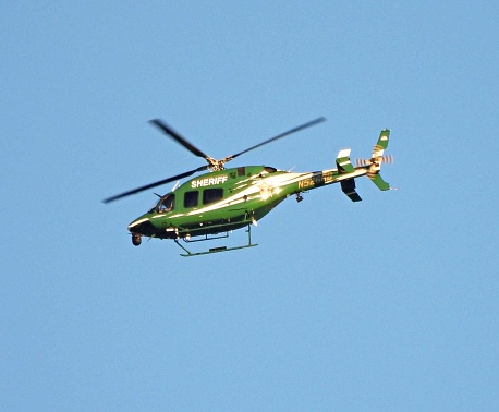 Boca Raton, Palm Beach County, Florida, USA, December 27, 2022.  A Bell Textron helicopter (9 seats / 2 engines) N526RB flown by the Palm Beach County Sheriff’s Office.