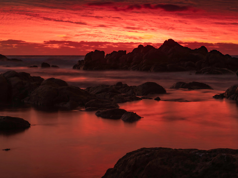 Intense red sunset at Yallingup Western Australia