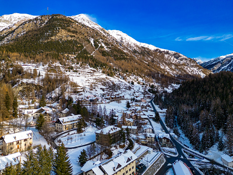 Aerial view of Cogne town, Valle d'Aosta