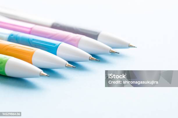 Colorful Pens Stationary Stock Photo - Download Image Now - Back to School,  Backgrounds, Blue - iStock