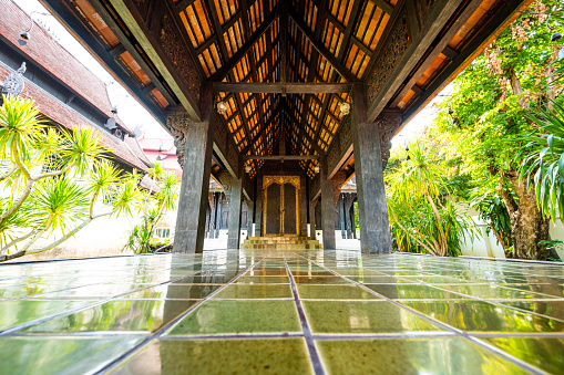 Thai style hall of Chedi Luang Varavihara temple, Chiang Mai province.