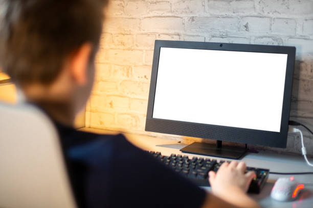 istock Blank white monitor copy space 1452992133