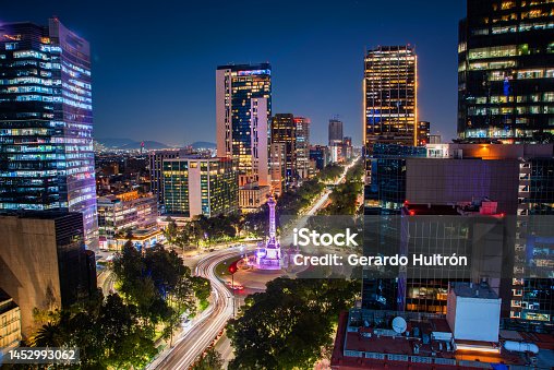 istock View of Paseo de Reforma in Mexico City, financial district at night 1452993062