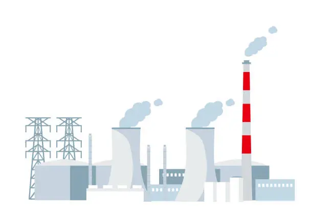 Vector illustration of Vector illustration of  coal-fired power plant.