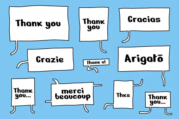 Vector illustration of Thank you speech bubbles